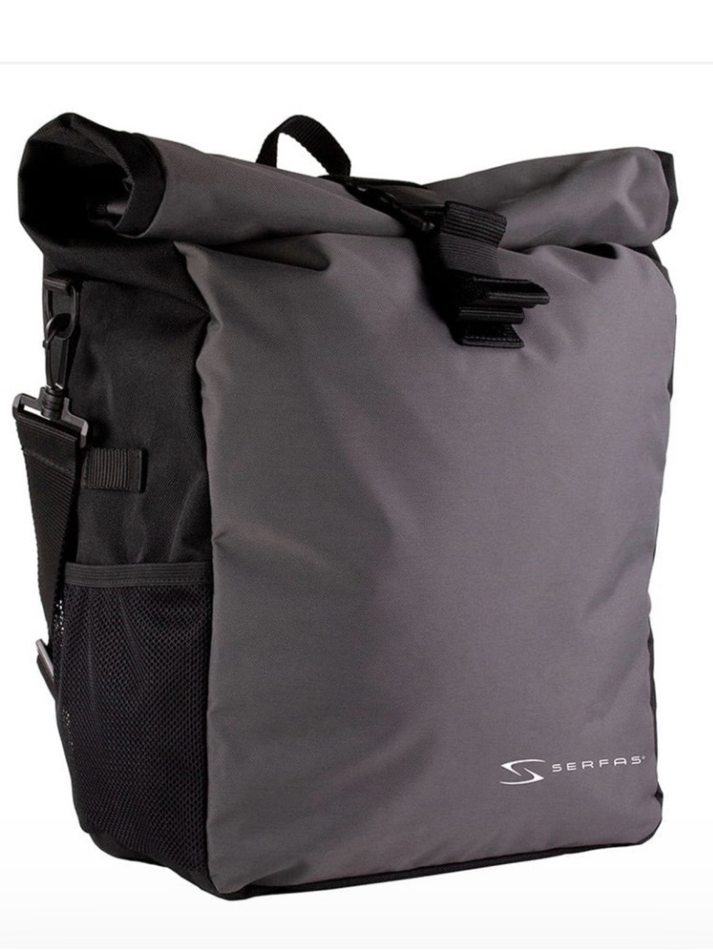 Pair of Serfas Gray Roll-Top Panniers for Bicycles